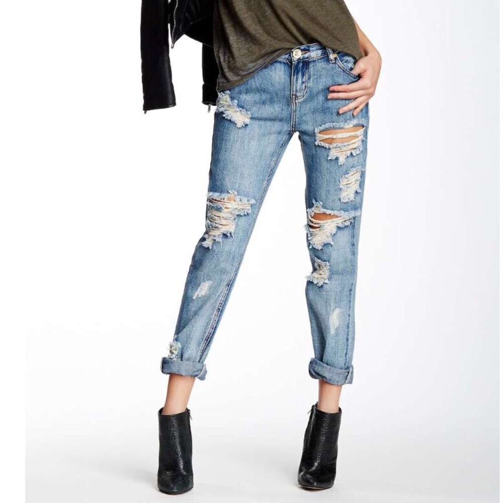 One Teaspoon Awesome Baggies Crop Boyfriend Jeans - Picture 6 of 8